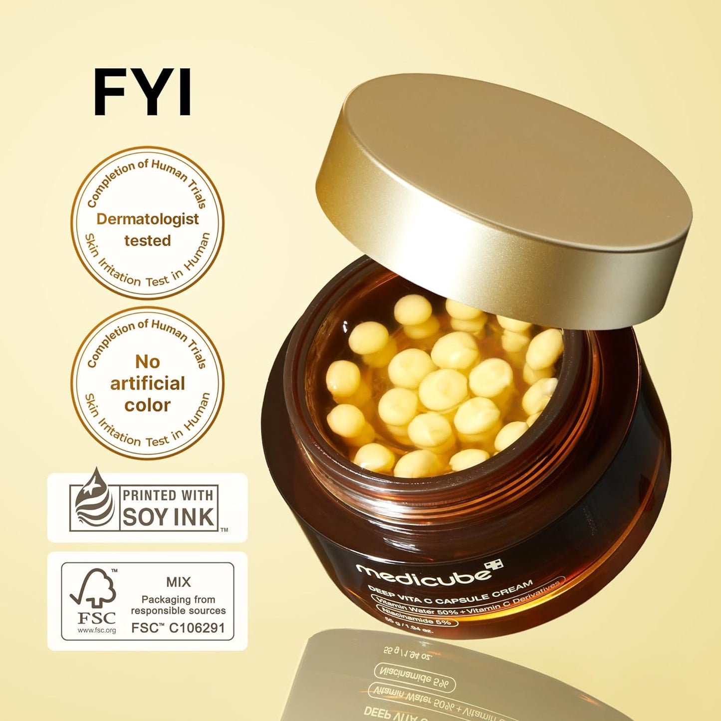 Deep Vitamin C Golden Capsule Face Moisturizer - Liposome Capsules for Wrinkles