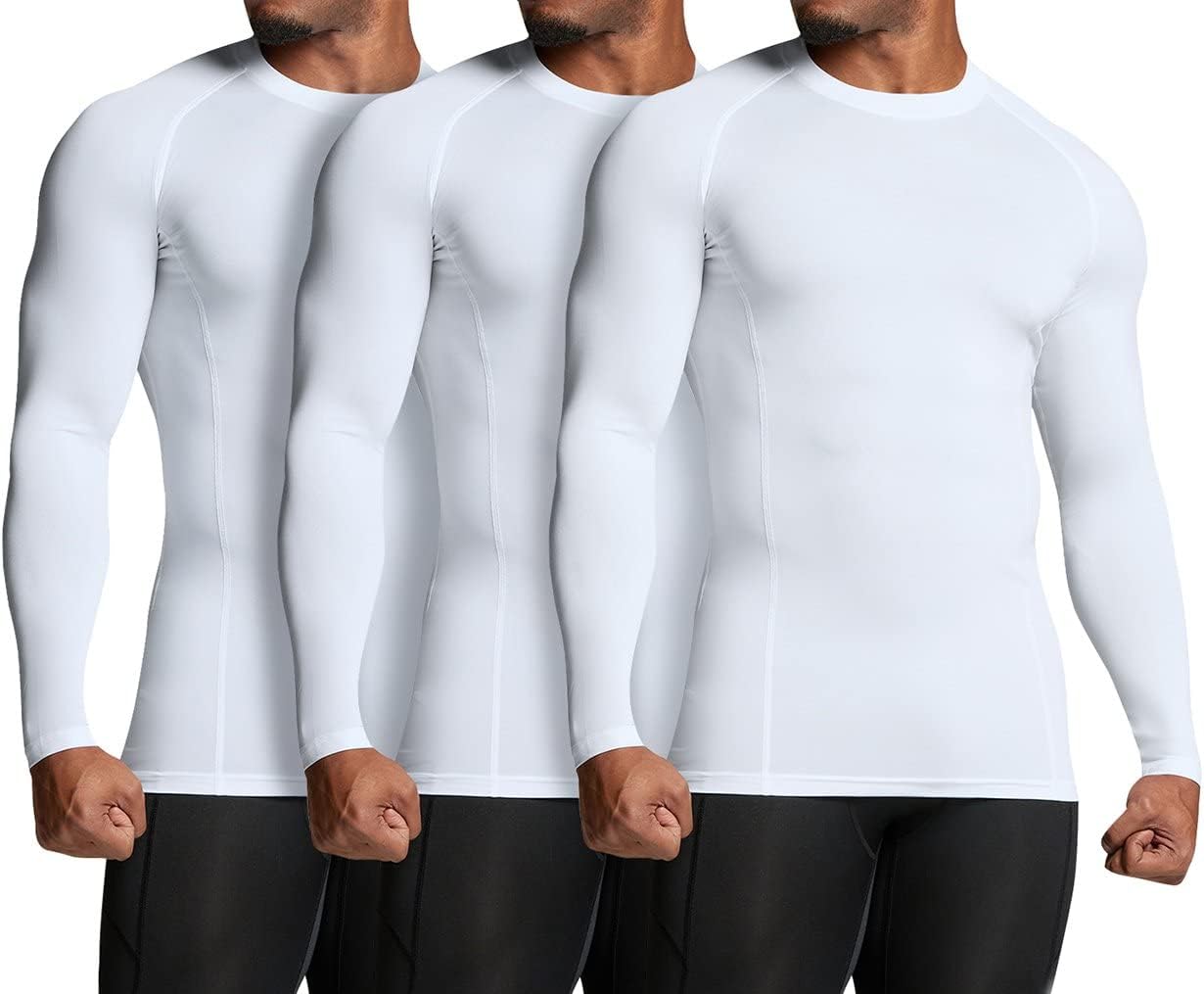 Men'S UPF 50+ Long Sleeve Compression Shirts-3Pack