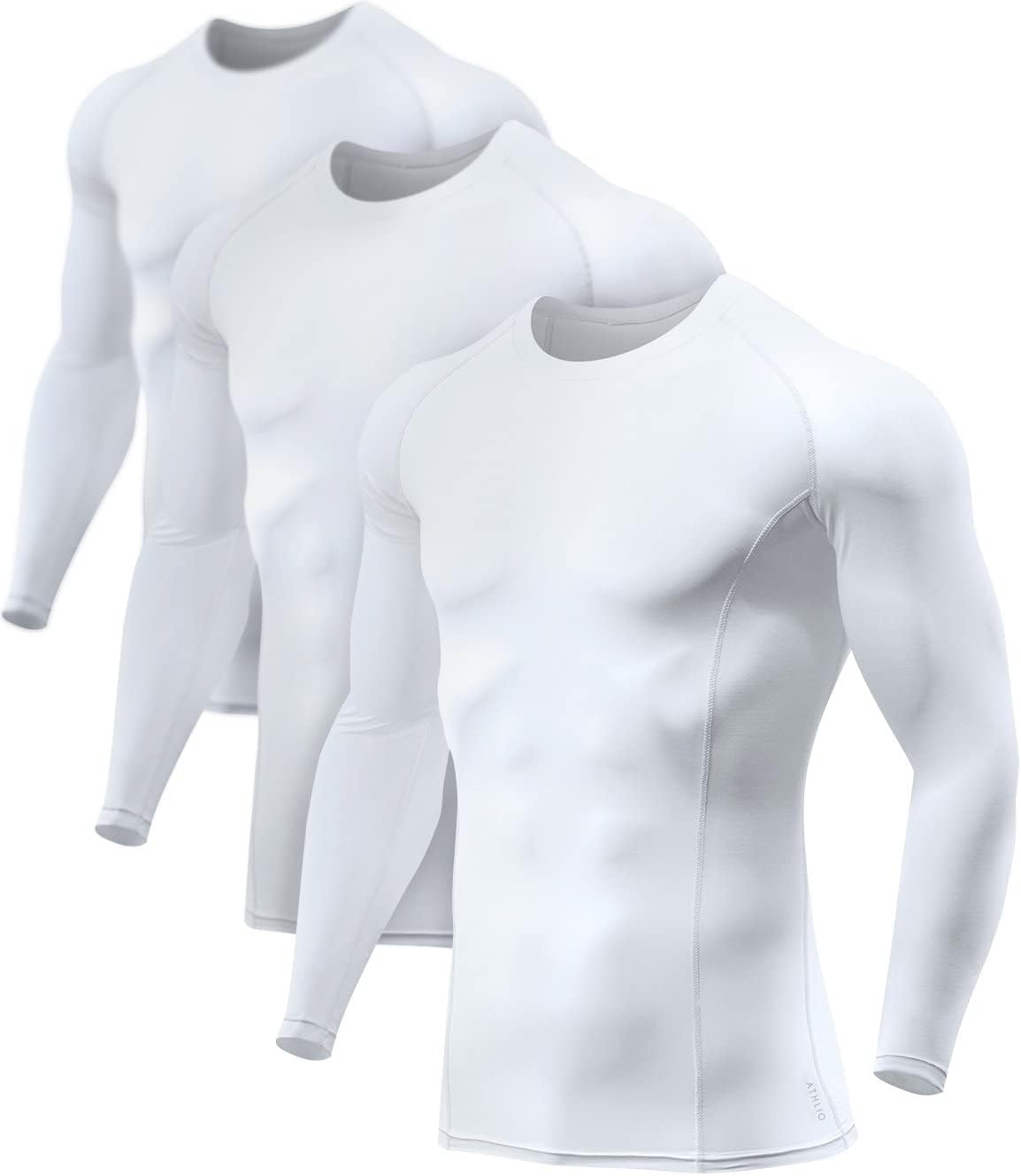 Men'S UPF 50+ Long Sleeve Compression Shirts-3Pack