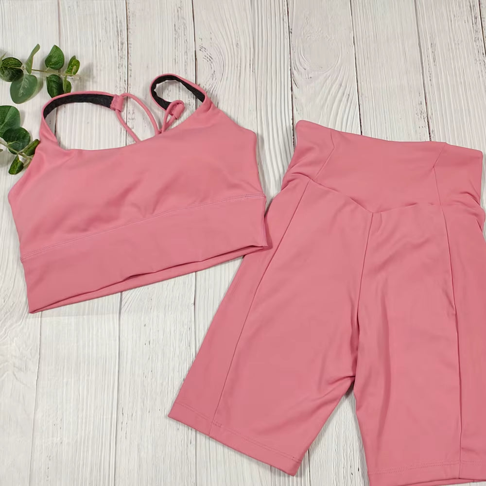 Yoga Shorts Set for Women - 2 Piece 