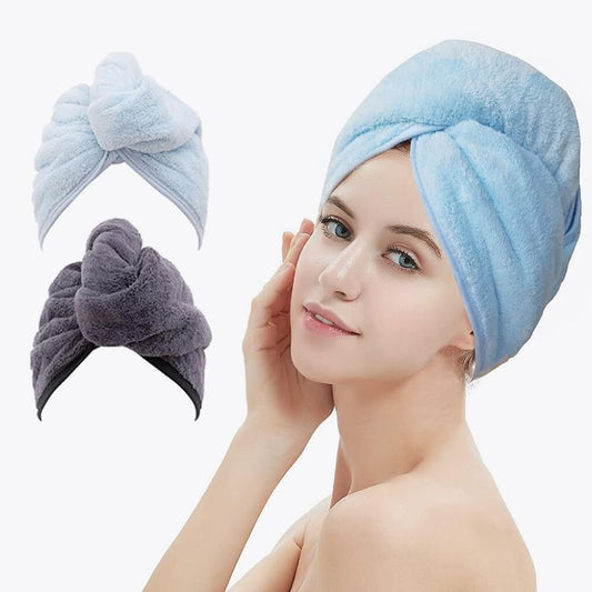 2 Pack Hair Drying Towels Wrap Absorbent Microfiber 