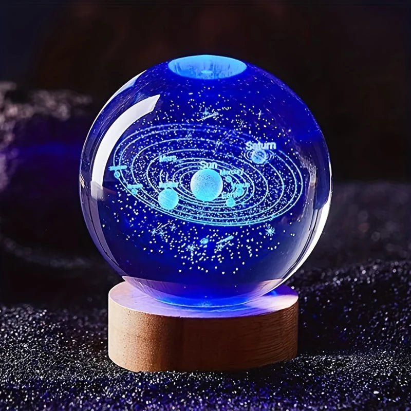 3D Solar System Nightlight Crystal Glass Ball 