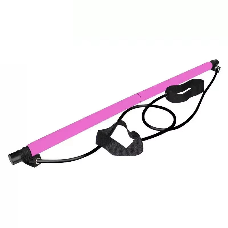 Portable Pilates Bar Kit Resistance Band Yoga 