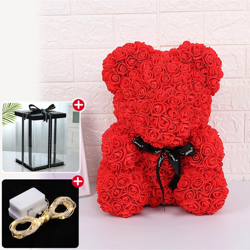 Rose Bear With Box Lights Artificial Flower