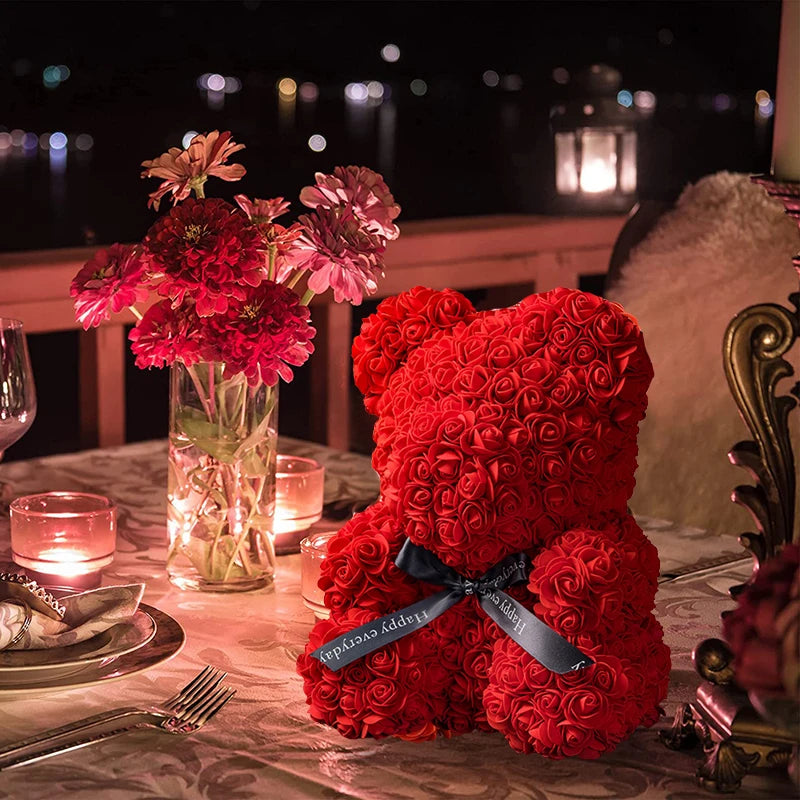 Rose Bear With Box Lights Artificial Flower