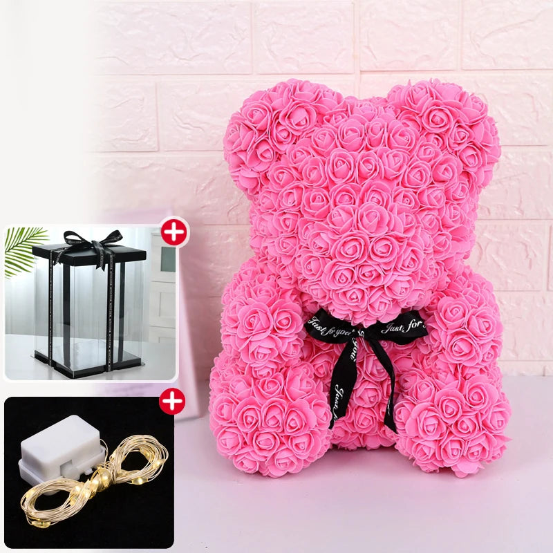 Rose Bear With Box Lights Artificial Flower