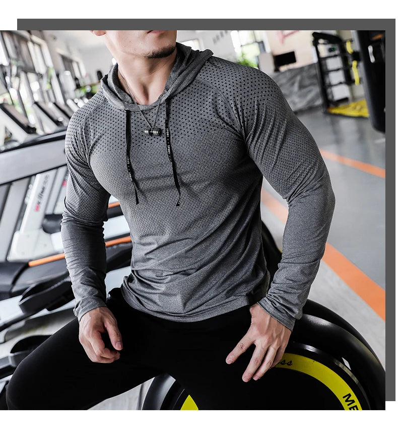 Mens Fitness Tracksuit Running Sport Hoodie Gym