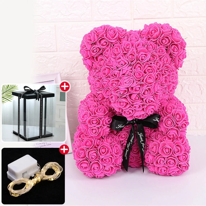 Rose Bear With Box Lights Artificial Flower