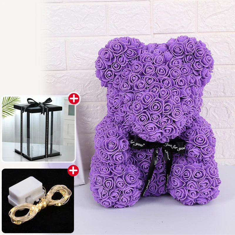 Rose Bear With Box Lights Artificial Flower