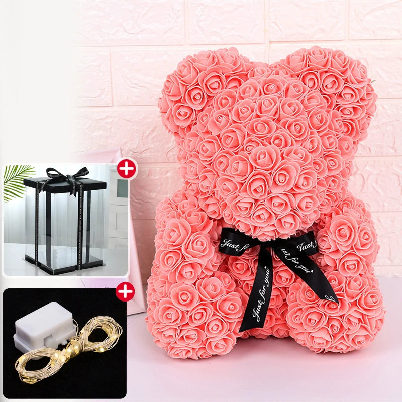 Rose Bear With Box Lights Artificial Flower