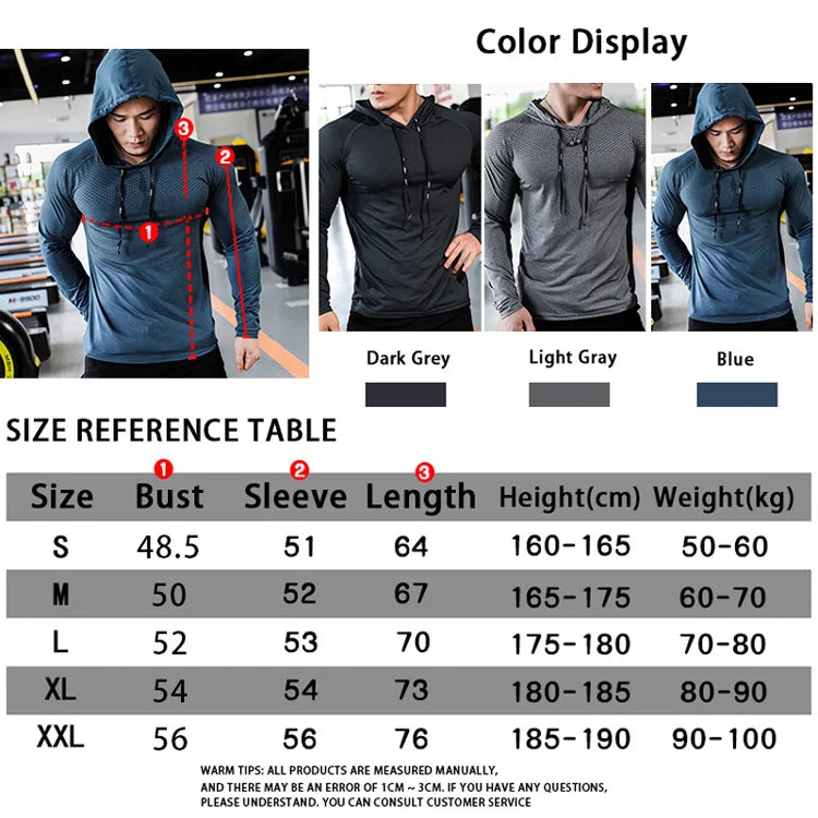 Mens Fitness Tracksuit Running Sport Hoodie Gym