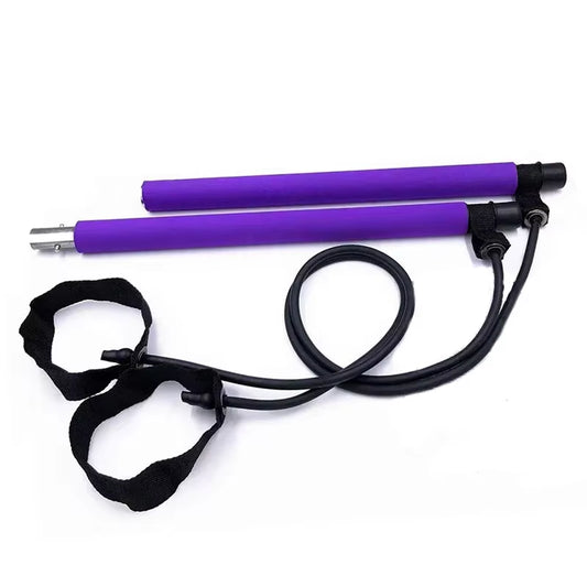 Portable Pilates Bar Kit Resistance Band Yoga 